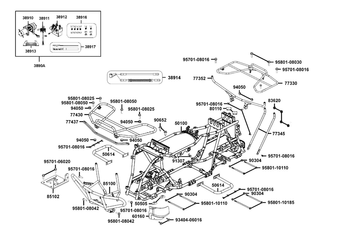 KYMCO Frame Body exploded-view diagram, MXU 450