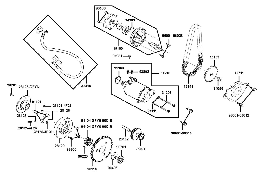 KYMCO People S 200 (2008) E06 Starting Motor · Oil Pump parts diagram