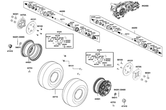 Tire Assy Fr /kenda 25*8.00-12 2P Tl — 44710-LEE8-90A — KYMCO exploded-view diagram