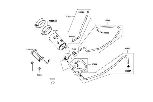 Clamp D8 Tube — 95002-40800-08 — KYMCO exploded-view diagram
