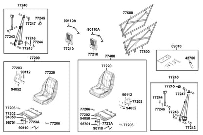 KYMCO Seat exploded-view diagram, UXV 700