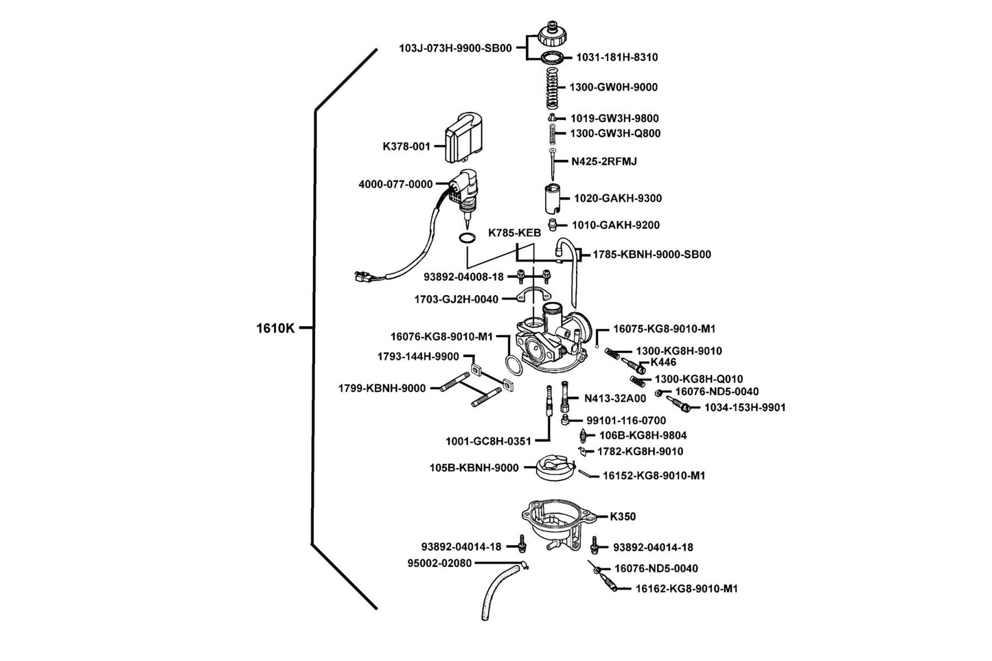 Clip B8 Tube — 95002-02080 — KYMCO exploded-view diagram
