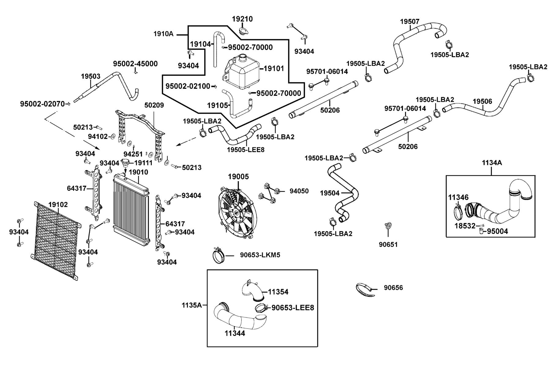Clip B15 Tube — 95002-02100 — KYMCO exploded-view diagram