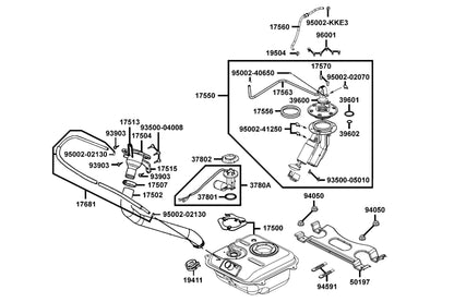 KYMCO Fuel Tank exploded-view diagram, Yager GT 200i