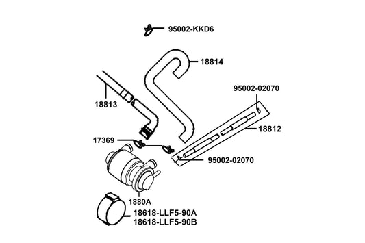 Clip Breather Tube — 17369-KDB4-671 — KYMCO exploded-view diagram
