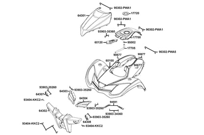 Clip B15 Tube — 95002-02100 — KYMCO exploded-view diagram