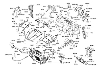 Side Panel Lh Front — 60340-ALE8-E00-E4R — KYMCO exploded-view diagram