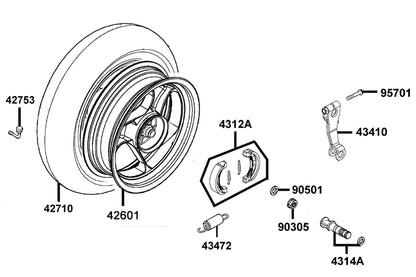 KYMCO Rear Wheel exploded-view diagram, Super 8 50