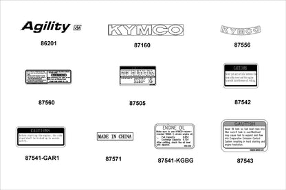 KYMCO Emblem and Stripe exploded-view diagram, Agility 50