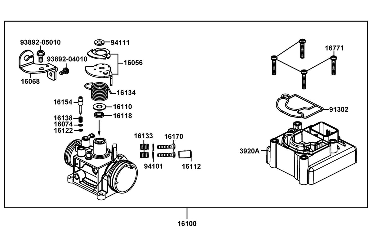 KYMCO Carburetor exploded-view diagram, Like 200i