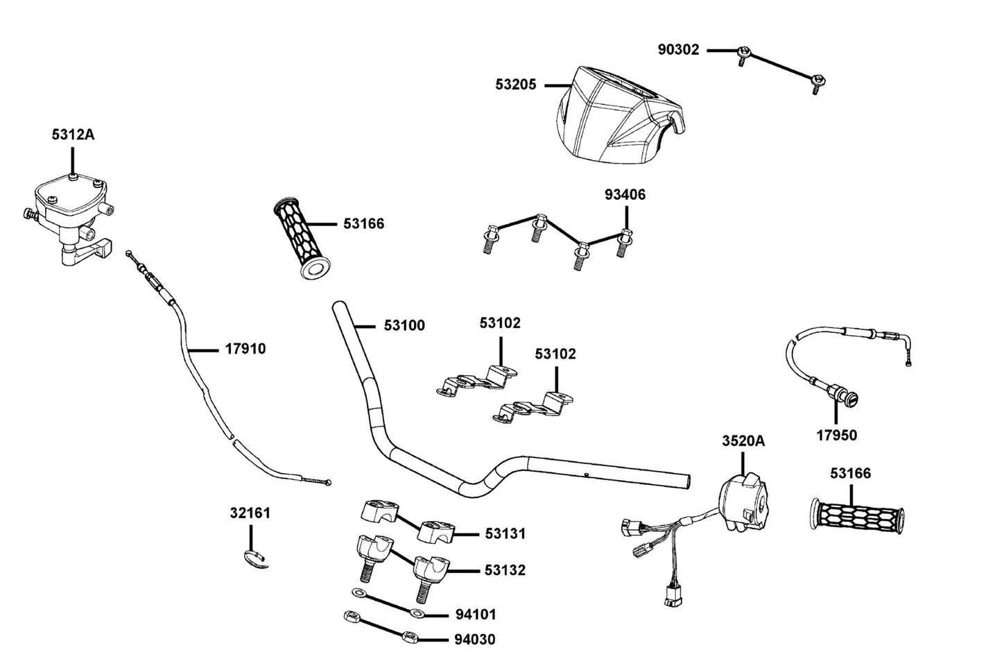 Cover Handle — 53205-LCA5-EV0-E4R — KYMCO exploded-view diagram