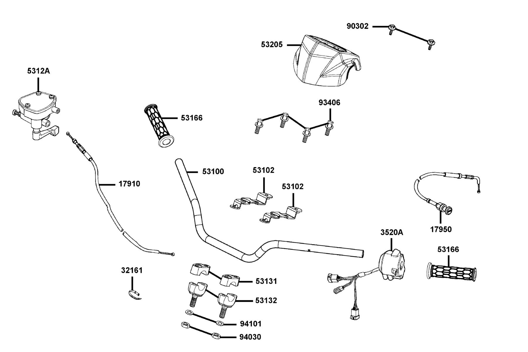 Cover Handle — 53205-LCA5-EV0-E4R — KYMCO exploded-view diagram