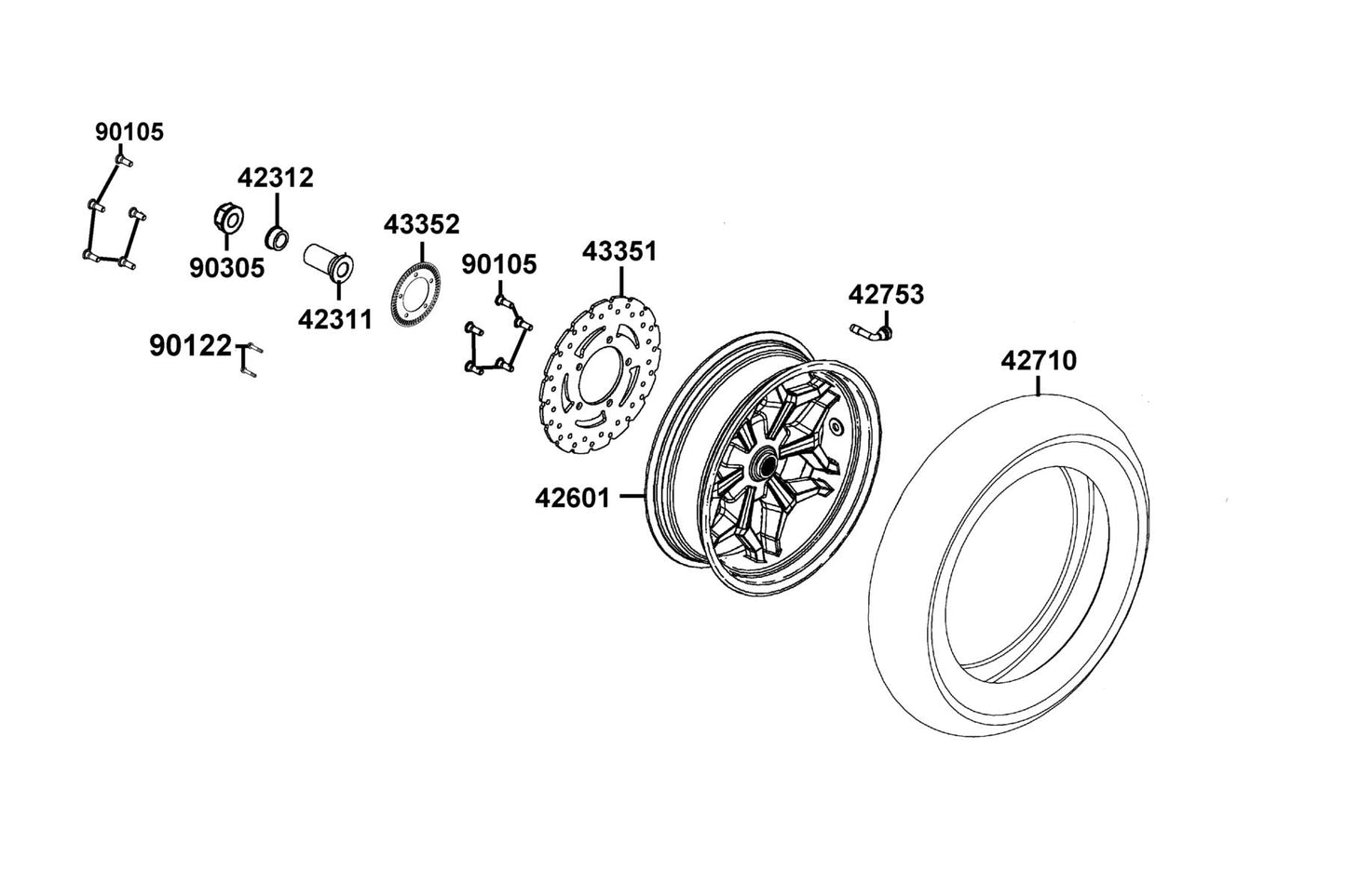 Nut U Flange 16MM (cr) — 90305-KKAK-C00 — KYMCO exploded-view diagram