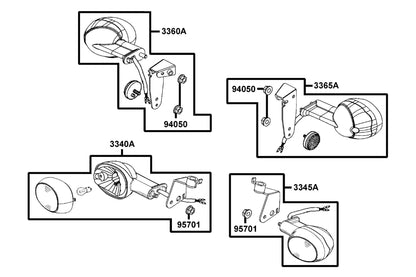 KYMCO Front Winker exploded-view diagram, Agility 125