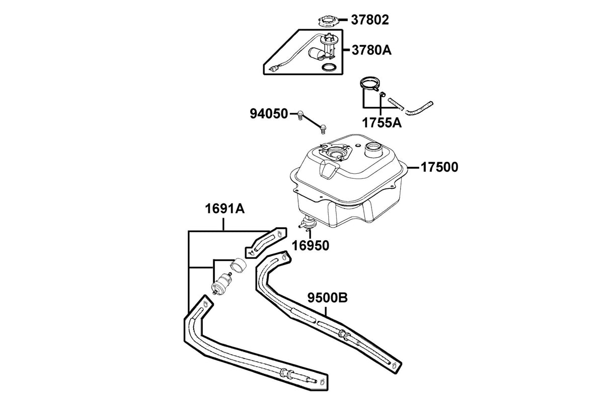 KYMCO Fuel Tank exploded-view diagram, Agility 125