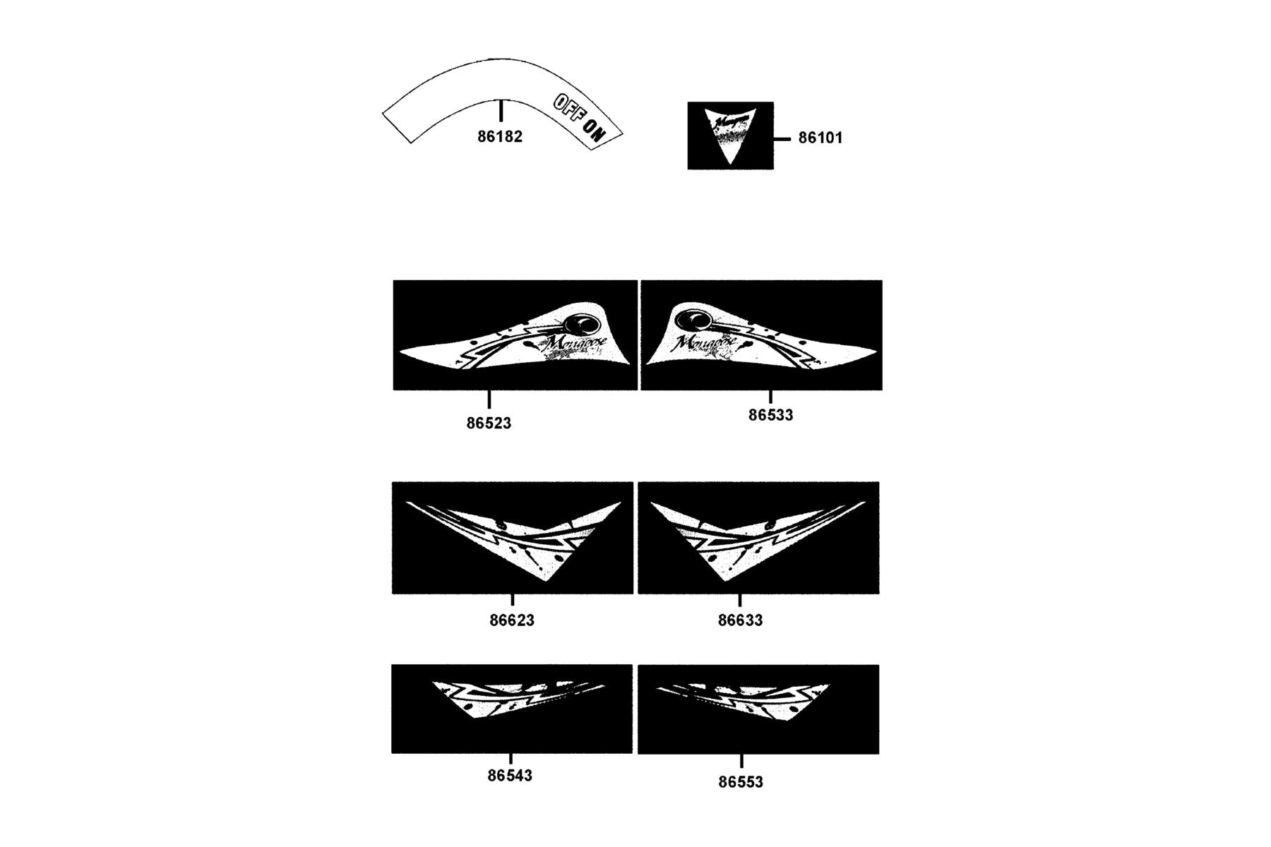 Stripe B L Fender Fr — 86553-ABC8-M31-T02 — KYMCO exploded-view diagram
