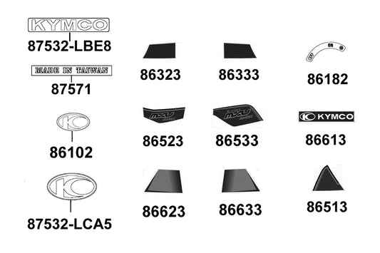 Stripe L Fender Fr — 86533-LCA4-M30-T06 — KYMCO exploded-view diagram