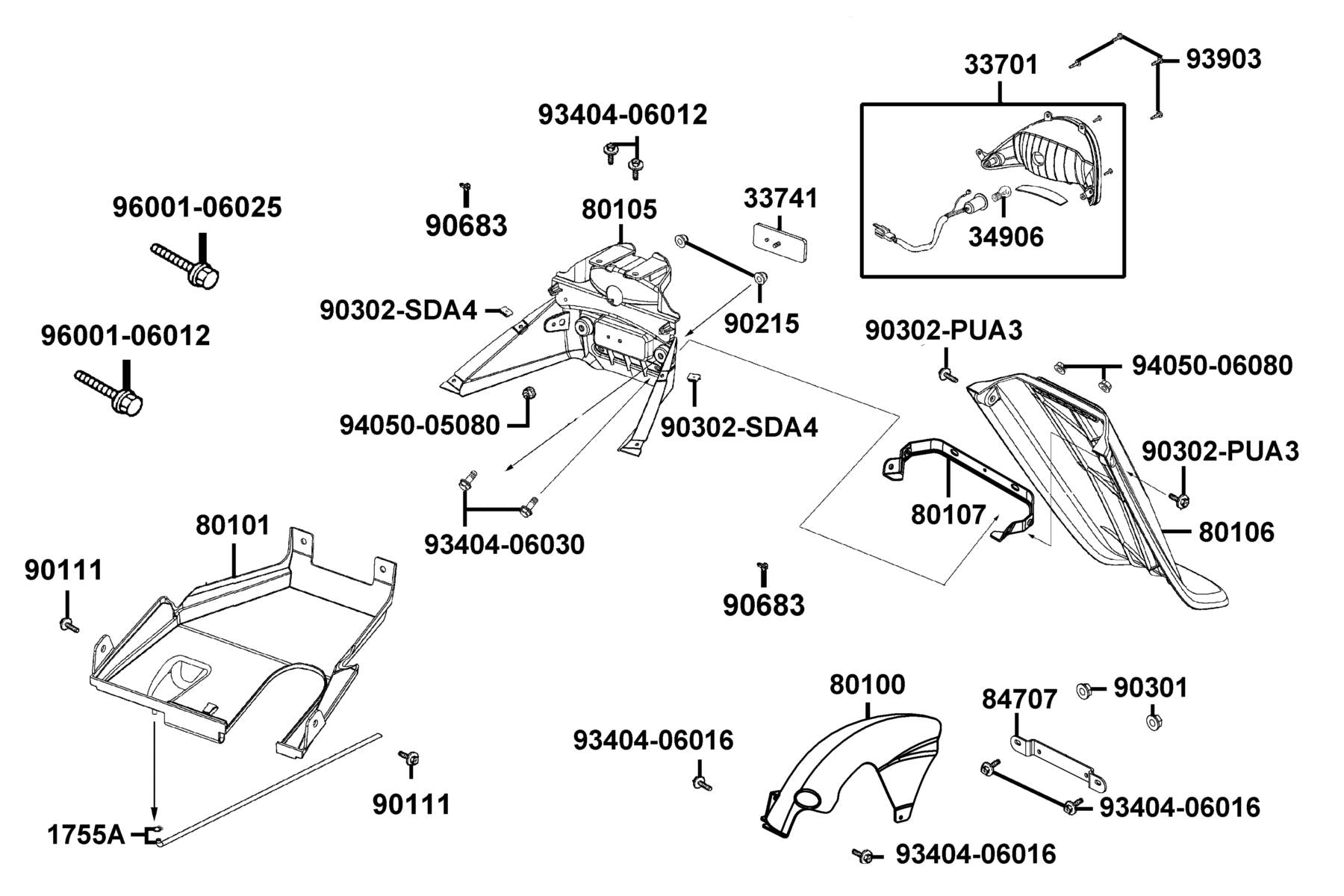 KYMCO Tail Light exploded-view diagram, Agility 50
