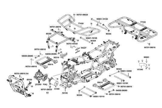 Carrier Fr Rack — 77430-ALC1-E00 — KYMCO exploded-view diagram