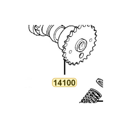 KYMCO Cam Shaft Complete 14100-KEE1-900, part location on the factory exploded-view diagram