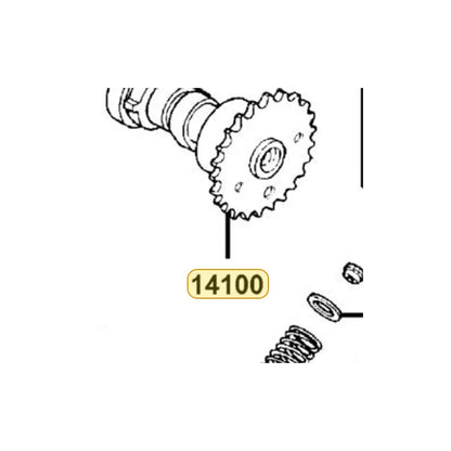 KYMCO Cam Shaft Complete 14100-PWA6-900, part location on the factory exploded-view diagram