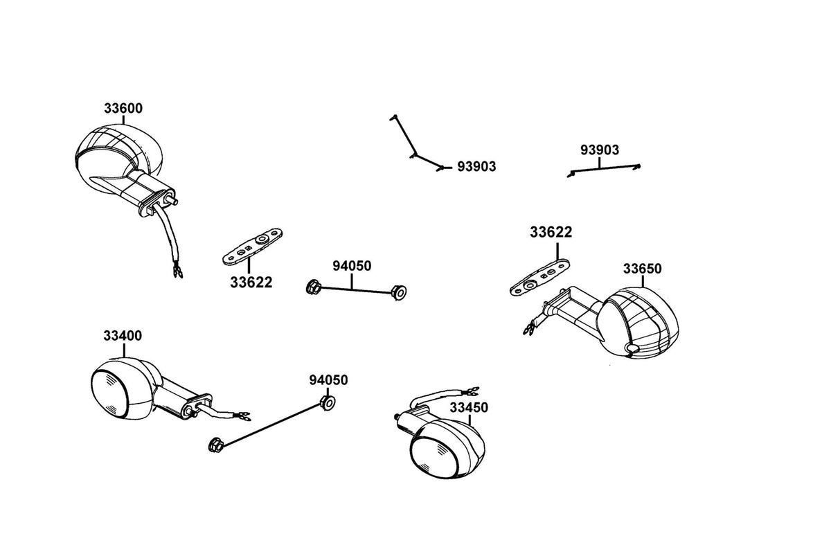 KYMCO Front Winker exploded-view diagram, Super 8 150