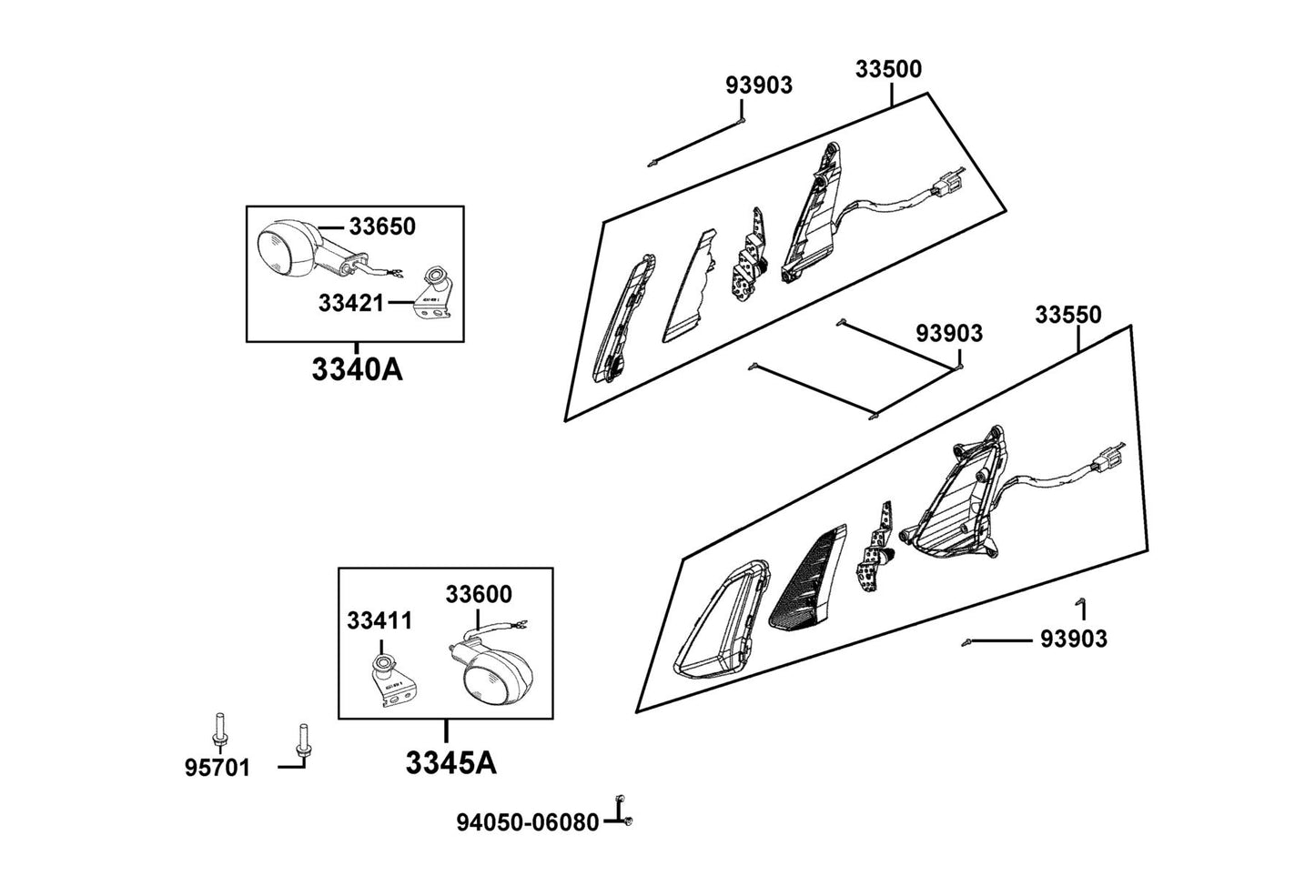 Winker Assy Lh Rr — 33650-AEA7-M30 — KYMCO exploded-view diagram