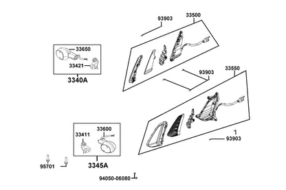 Winker Assy Lh Rr — 33650-AEA7-M30 — KYMCO exploded-view diagram
