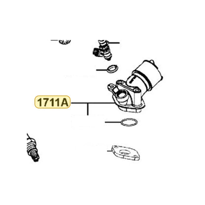KYMCO Inlet Pipe Assembly 1711A-BLD3-M00, part location on the factory exploded-view diagram