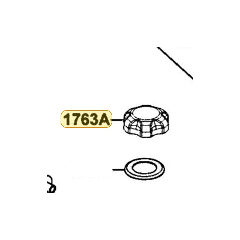 KYMCO Fuel Tank Cap Assembly 1763A-BLD3-M00, part location on the factory exploded-view diagram