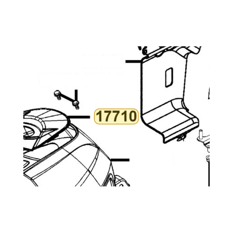 KYMCO Tank Cover Cap 17710-LKK7-E00-GWR, part location on the factory exploded-view diagram