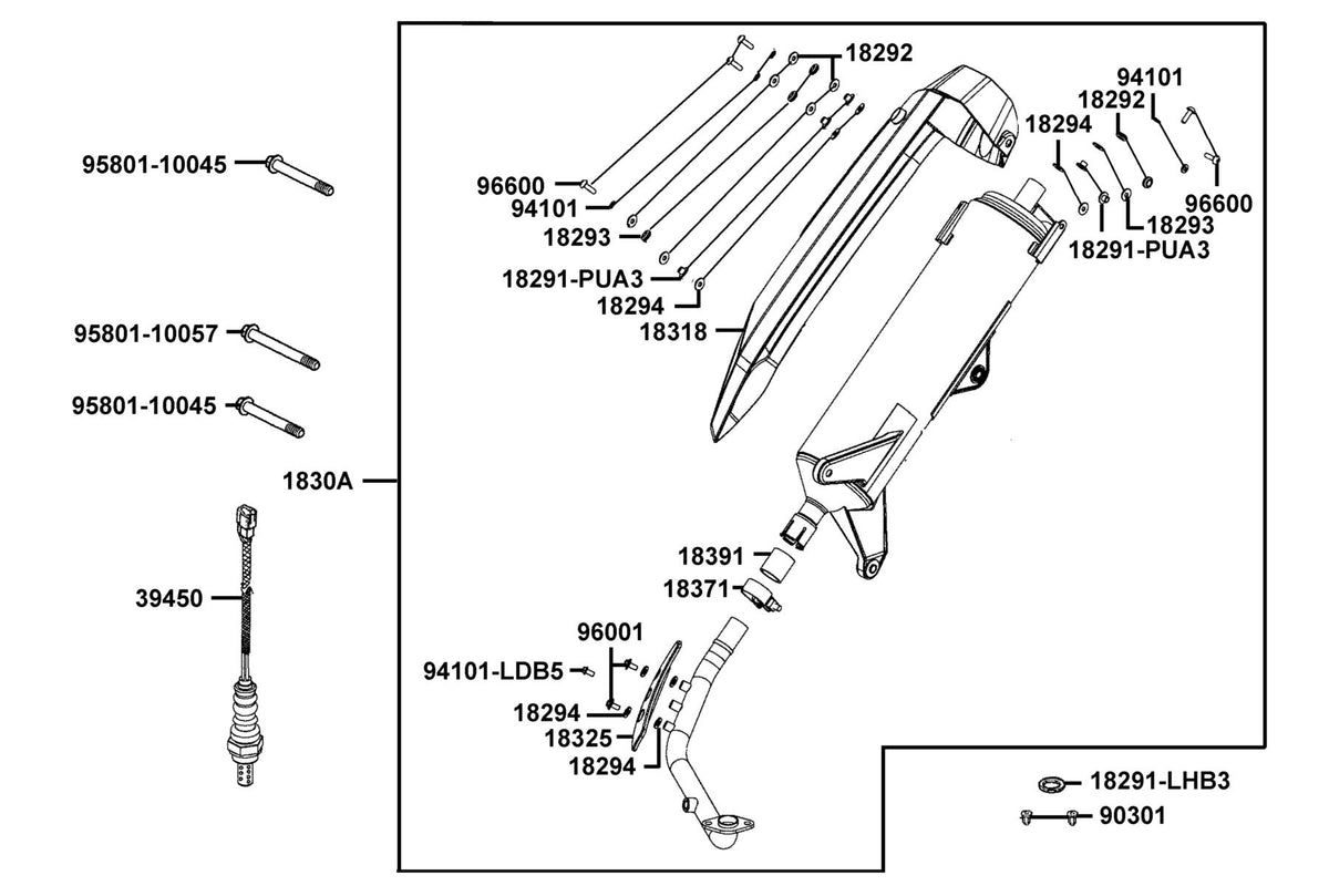 KYMCO Exhaust Muffler exploded-view diagram, X-Town 300i ABS