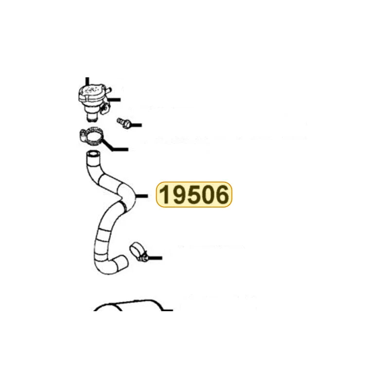 KYMCO Water Hose 19506-PTA1-900, part location on the factory exploded-view diagram