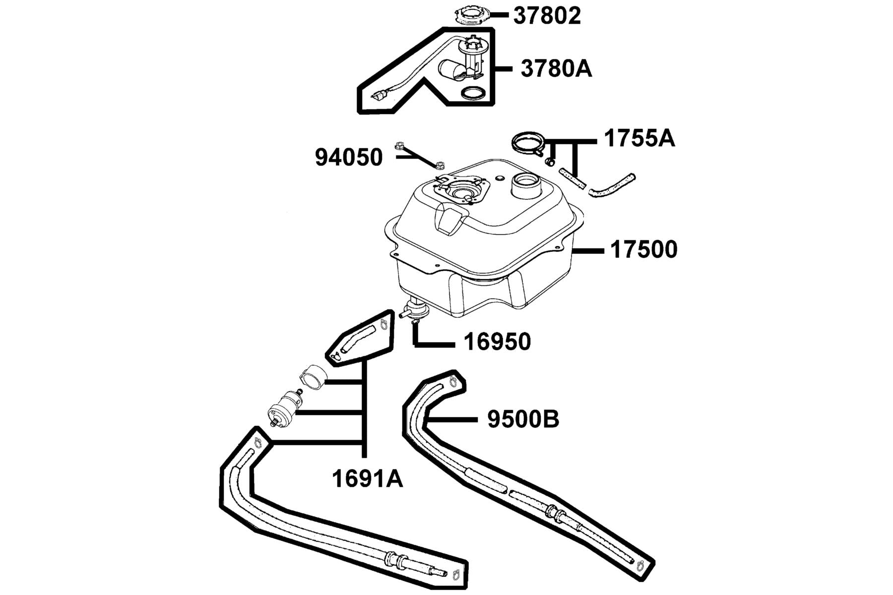 Tank Comp Fuel — 17500-LCB9-C10 — KYMCO exploded-view diagram