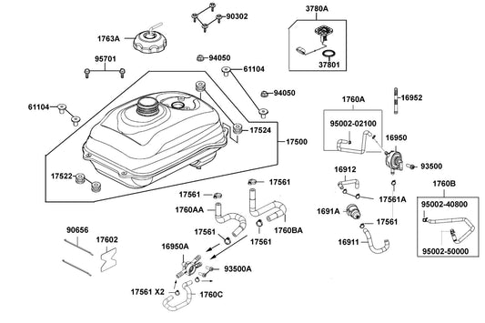 Clamp D8 Tube — 95002-40800-08 — KYMCO exploded-view diagram