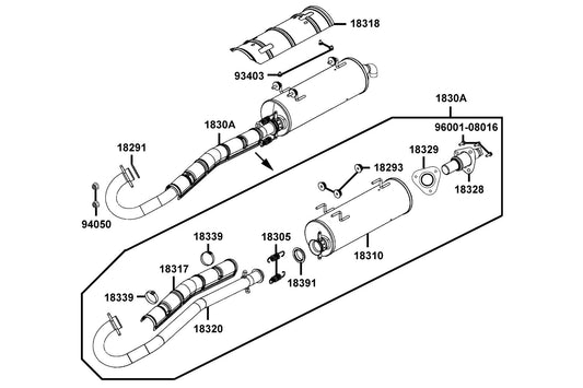 Pipi Comp Exhaust-black — 18320-PTA1-900 — KYMCO exploded-view diagram