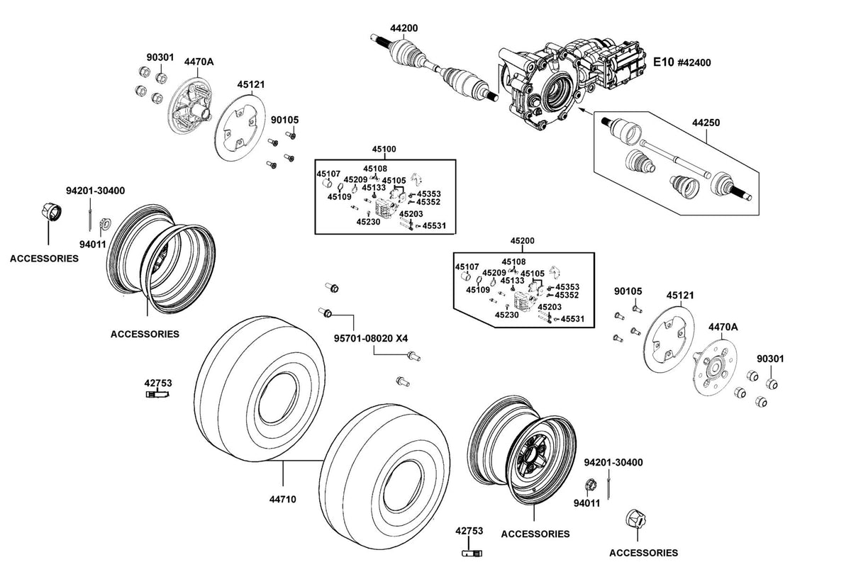 KYMCO Wheel Assy Fr exploded-view diagram, UXV 450