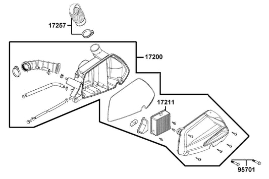 Duct Air/c — 17257-LDF7-E10 — KYMCO exploded-view diagram