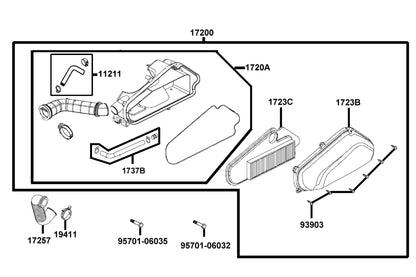 V Tube Assy — 1737B-KHC4-C00 — KYMCO exploded-view diagram
