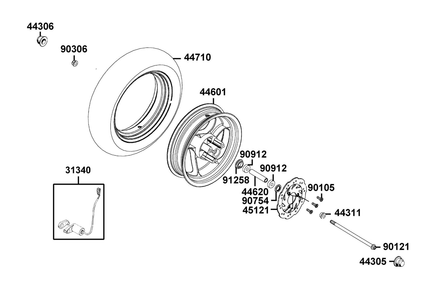 Nut Flange 12MM(B) — 90306-KLF0-C02 — KYMCO exploded-view diagram