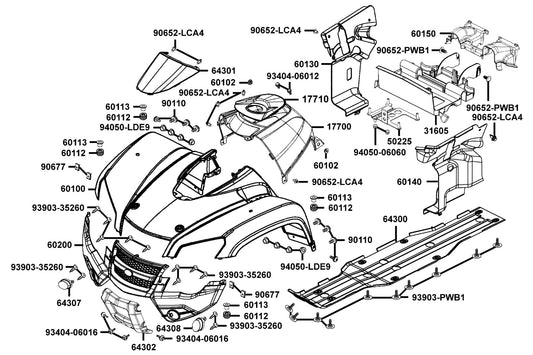 Mudguard Front (black) — 60200-LFA5-E00-N1R — KYMCO exploded-view diagram