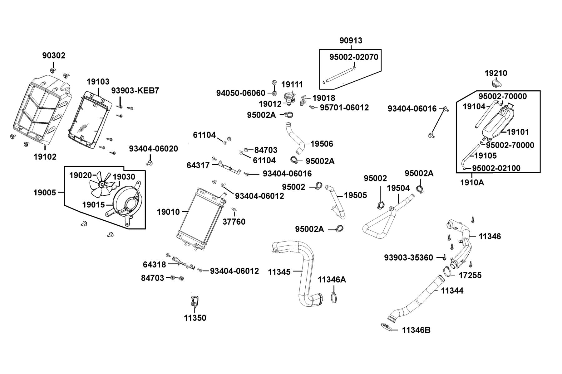 Tube Assy Water Pump-pressure Valve — 90913-LBA7-900 — KYMCO exploded-view diagram