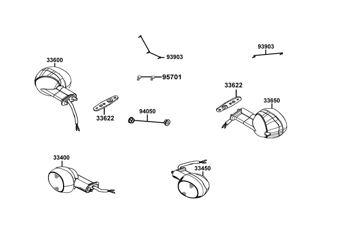 KYMCO Front Winker exploded-view diagram, Super 8 50