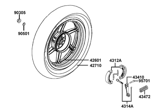 Spg Rr Brk Arm — 43472-KHG8-C00 — KYMCO exploded-view diagram