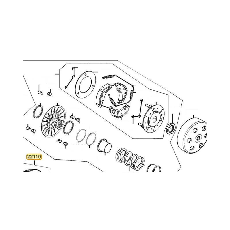 KYMCO Face Complete Movable Drive 22110-LGE5-E00, part location on the factory exploded-view diagram