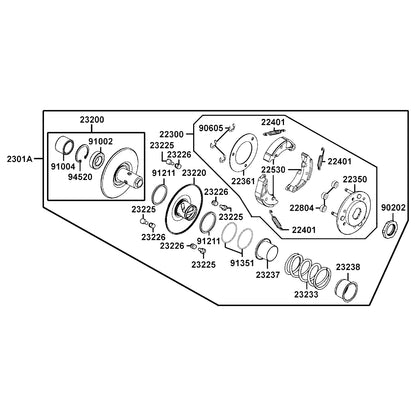 KYMCO Pully Sub. Assembly 2301A-LFG2-C00, part location on the factory exploded-view diagram