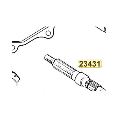 KYMCO Final Shaft 23431-LBD3-900, part location on the factory exploded-view diagram