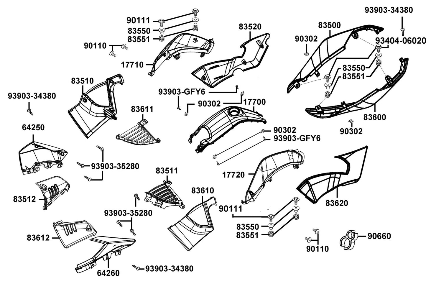 Clamper Tube — 90660-KNBN-C00 — KYMCO exploded-view diagram