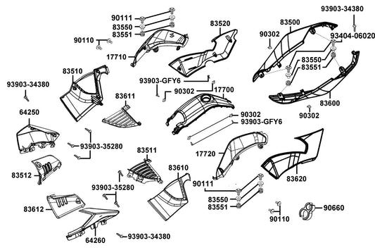 Clamper Tube — 90660-KNBN-C00 — KYMCO exploded-view diagram