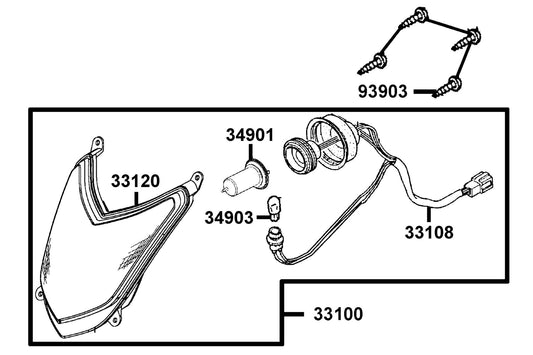 Light Assy Head — 33100-LDC8-M30 — KYMCO exploded-view diagram
